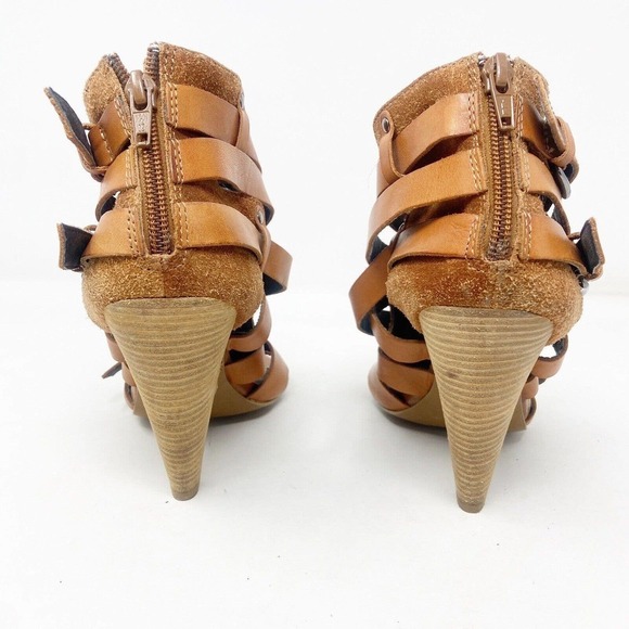 Trouve Strappy Open Toe Gladiator Ankle Cut Out Zipper Back Heel 7.5 - Picture 6 of 8